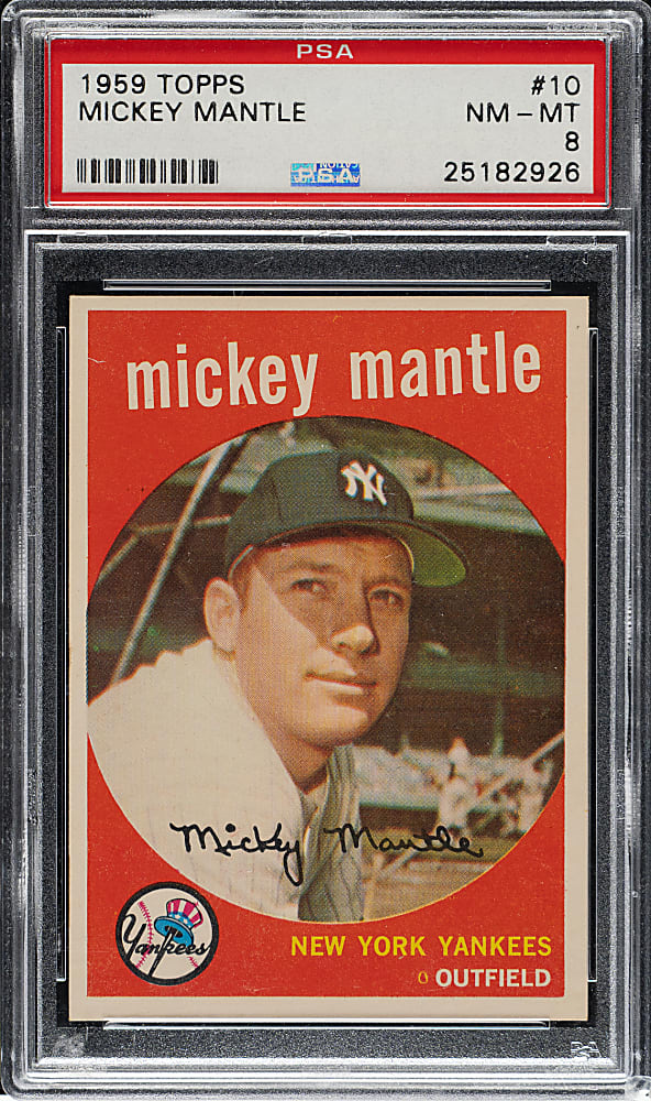 1959 Topps #10 Mickey Mantle PSA NM-MT 8