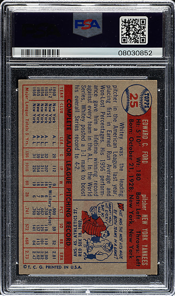 1957 Topps #25 Whitey Ford PSA NM-MT 8