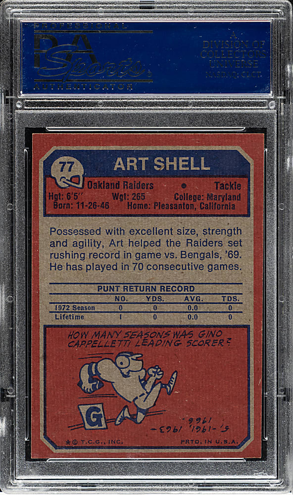 1973 Topps Football #77 Art Shell Rookie PSA MINT 9