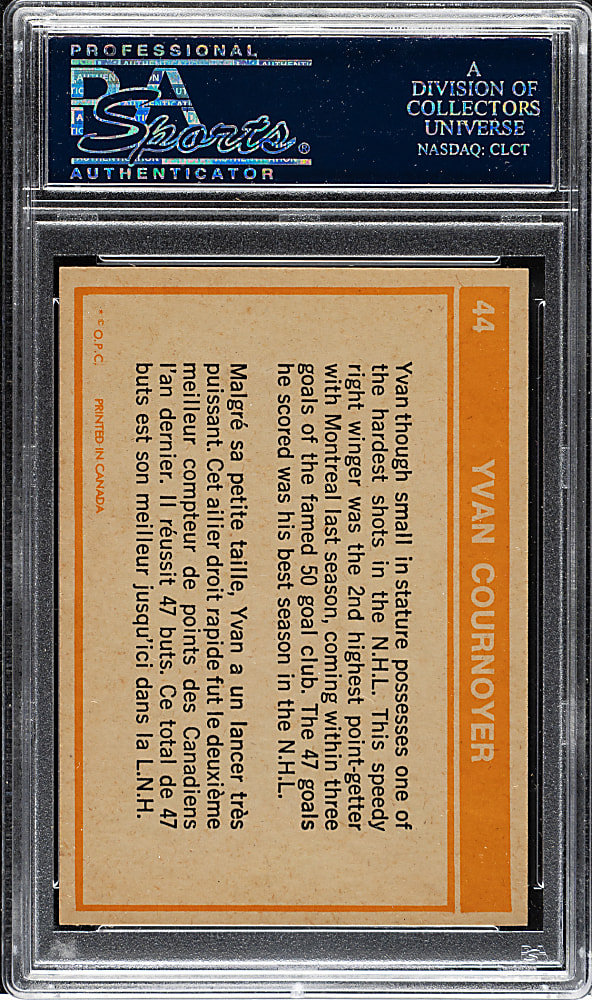 1972-1973 O-Pee-Chee Hockey #44 Yvan Cournoyer PSA GEM MINT 10
