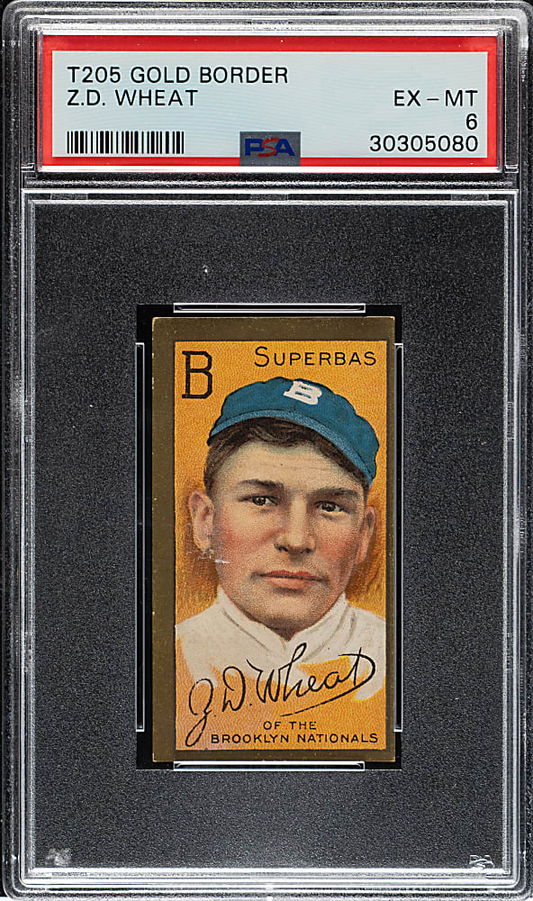 1911 T205 Gold Border Zack Wheat PSA EX-MT 6