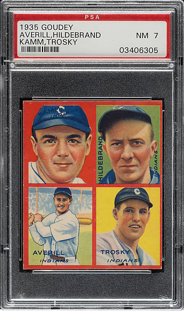 1935 R321 Goudey "4-in-1" Earl Averill/Kamm/Hildebrand/Trosky PSA NM 7
