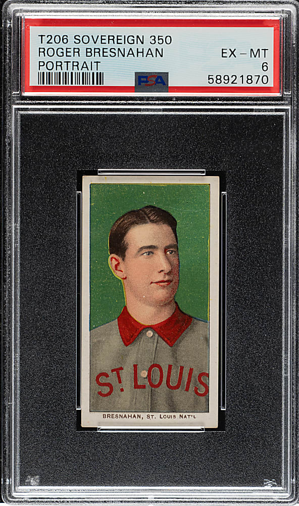 1909-1911 T206 White Border Roger Bresnahan Portrait PSA EX-MT 6 - Sovereign 350 Back
