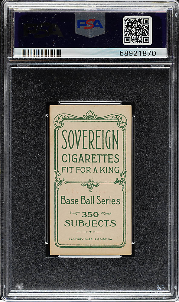 1909-1911 T206 White Border Roger Bresnahan Portrait PSA EX-MT 6 - Sovereign 350 Back