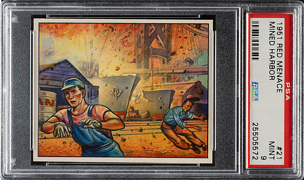 1951 Bowman "Red Menace" #21 Mined Harbor PSA MINT 9