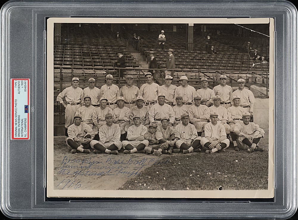 Circa 1920 Brooklyn Robins Original International News Service Photograph PSA/DNA Type I - NL Champions!