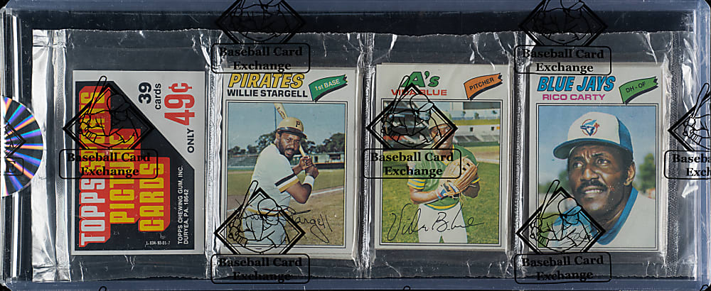 1977 Topps Unopened Rack Pack - Willie Stargell on Top - BBCE