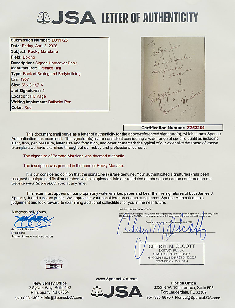 1957 "Rocky Marciano's Book of Boxing and Bodybuilding" Book Twice-Signed by Rocky Marciano - JSA