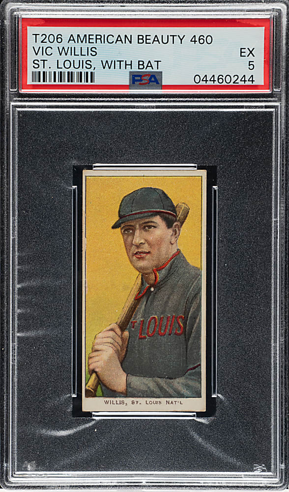 1909-1911 T206 White Border Vic Willis with Bat PSA EX 5 - American Beauty 460 Back