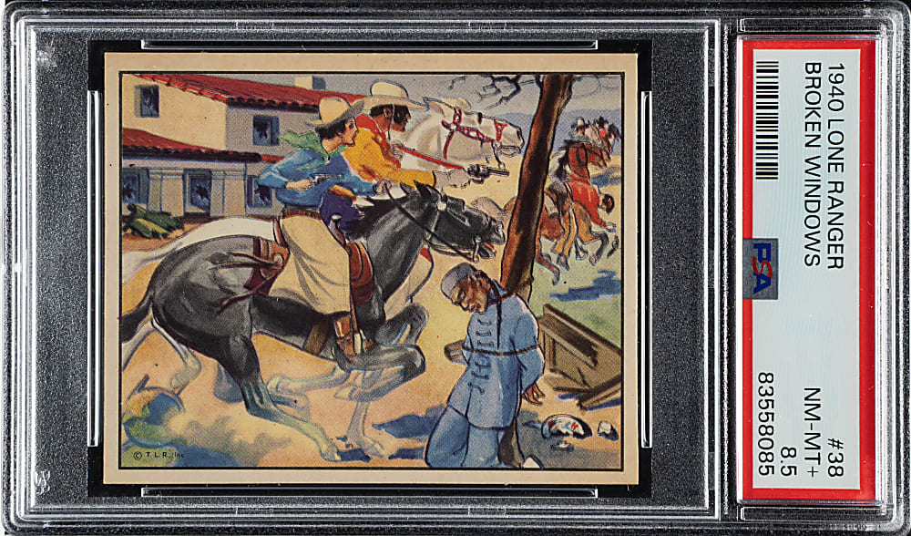 1940 R83 Gum, Inc. "Lone Ranger" #38 "Broken Windows" PSA NM-MT+ 8.5