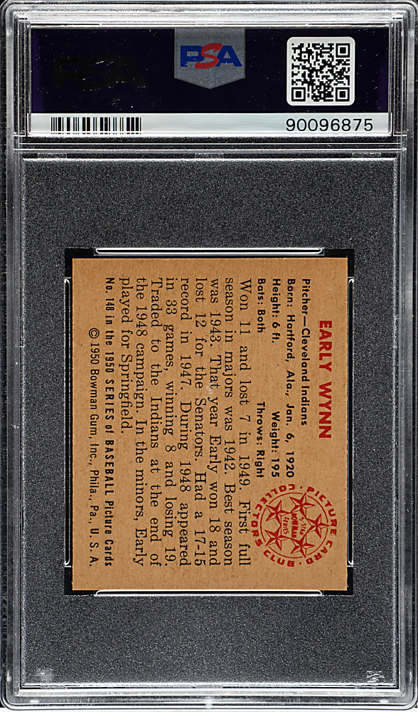 1950 Bowman #148 Early Wynn PSA MINT 9