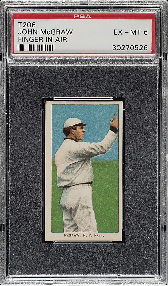 1909-1911 T206 White Border John McGraw Finger in Air PSA EX-MT 6