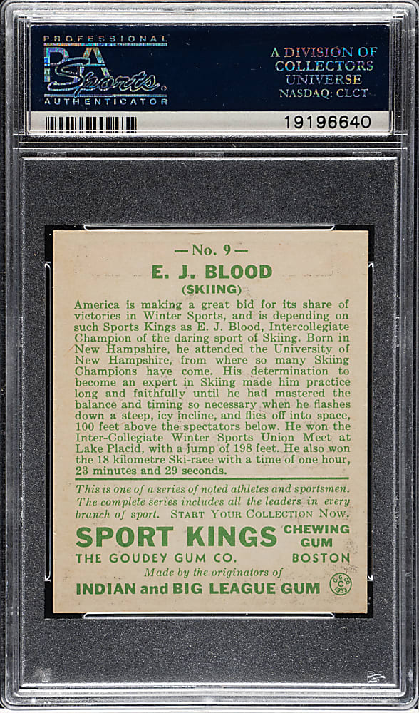 1933 R338 Sport Kings #9 E.J. Blood PSA NM-MT+ 8.5