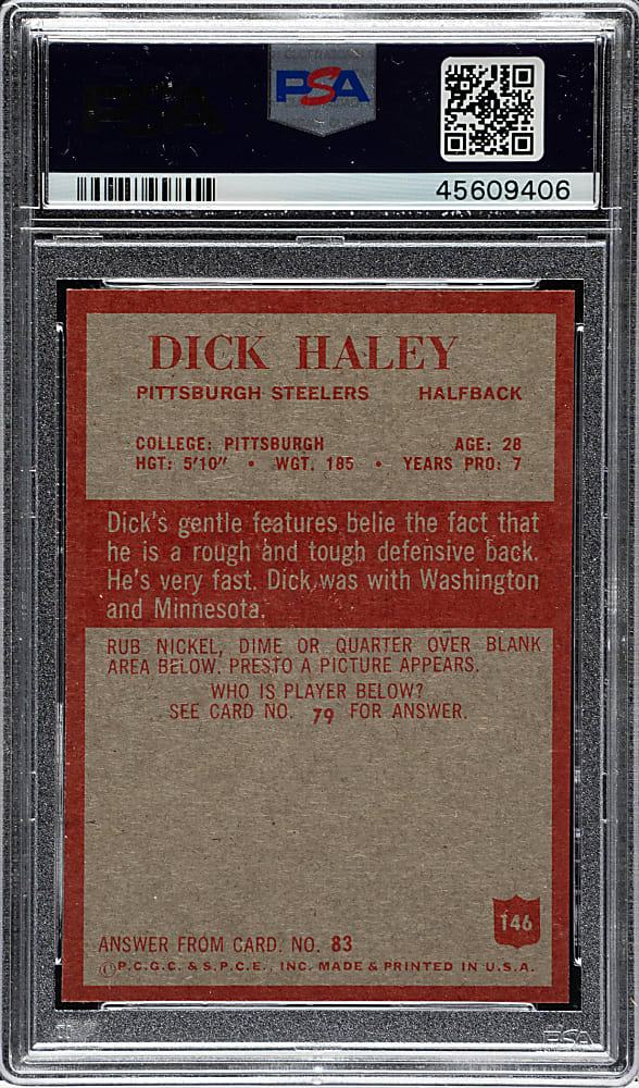 1965 Philadelphia Football #146 Dick Haley PSA MINT 9