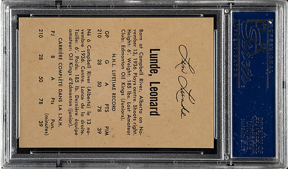 1962-1963 Parkhurst Hockey #35 Len Lunde PSA GEM MINT 10