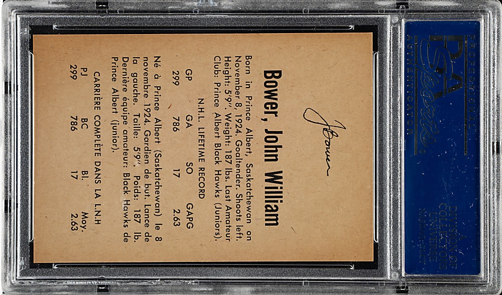 1962-1963 Parkhurst Hockey #16 John Bower PSA GEM MINT 10
