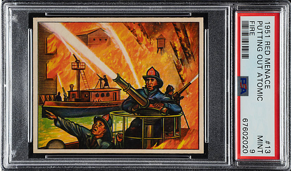 1951 Bowman "Red Menace" #13 Putting Out Atomic Fire PSA MINT 9