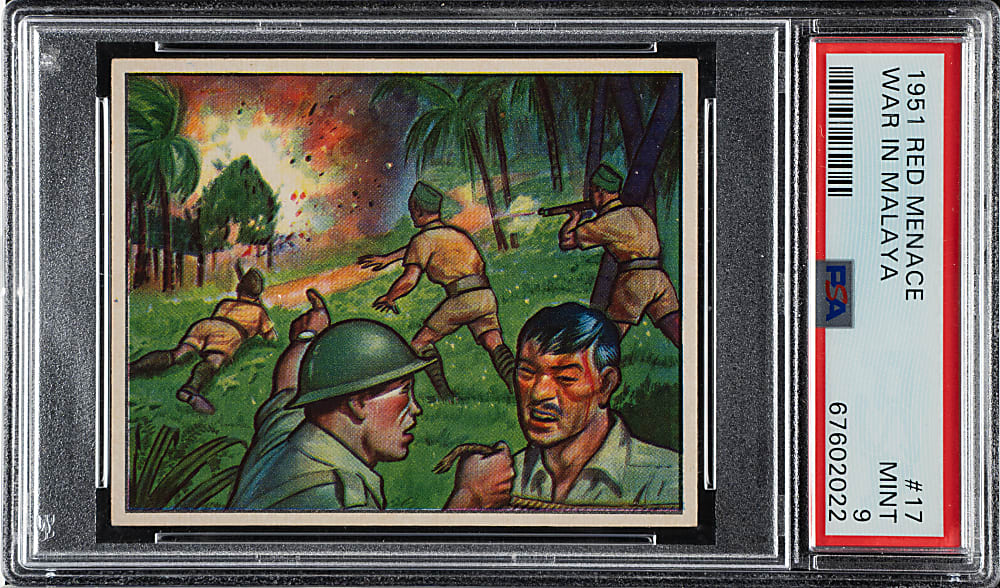 1951 Bowman "Red Menace" #17  War in Malaya PSA MINT 9