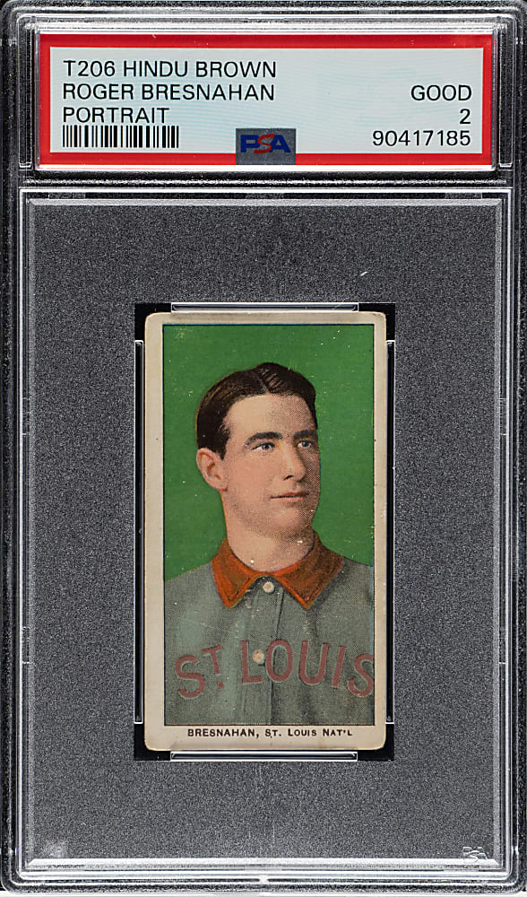 1909-1911 T206 White Border Roger Bresnahan Portrait PSA GOOD 2 - Brown Hindu Back