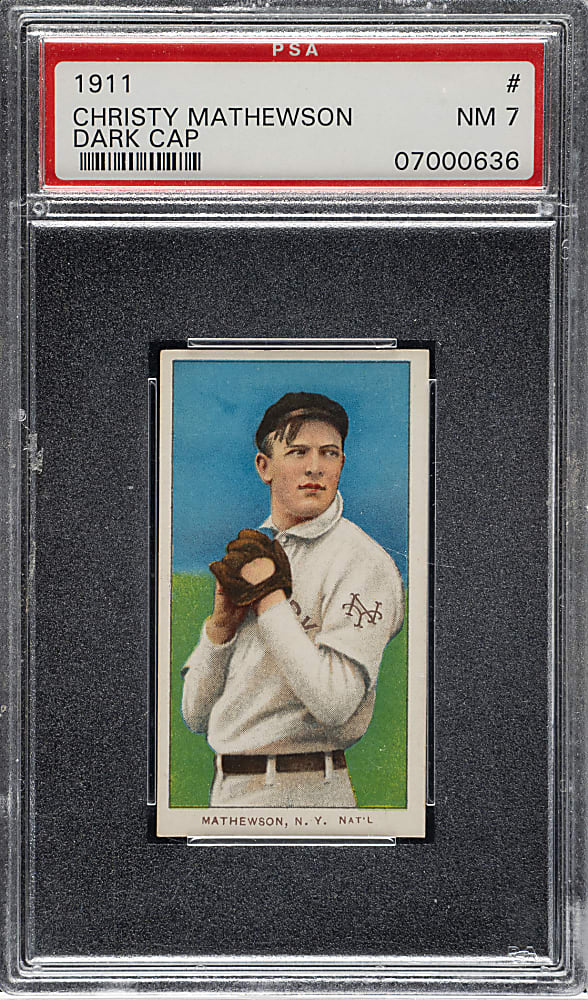 1909-1911 T206 White Border Chritsy Mathewson Dark Cap PSA NM 7