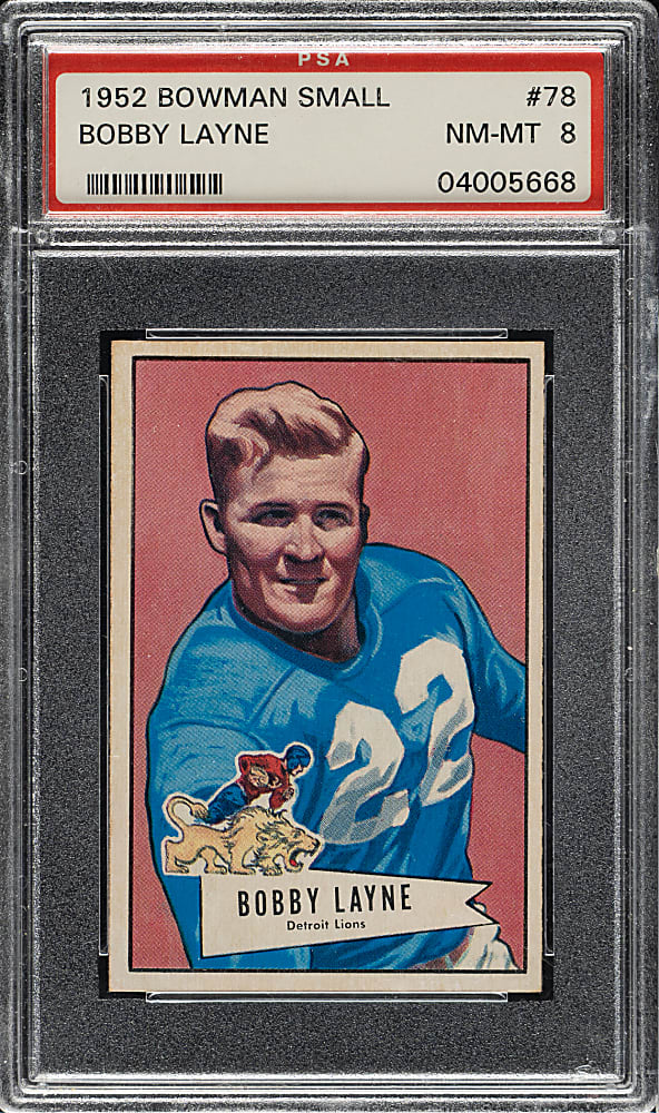 1952 Bowman Small Football #78 Bobby Layne PSA NM-MT 8