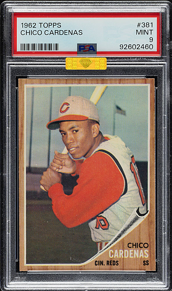 1962 Topps #381 Chico Cardenas PSA MINT 9 (MBA Gold Diamond)