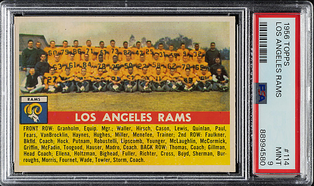 1956 Topps Football #114 Rams Team PSA MINT 9