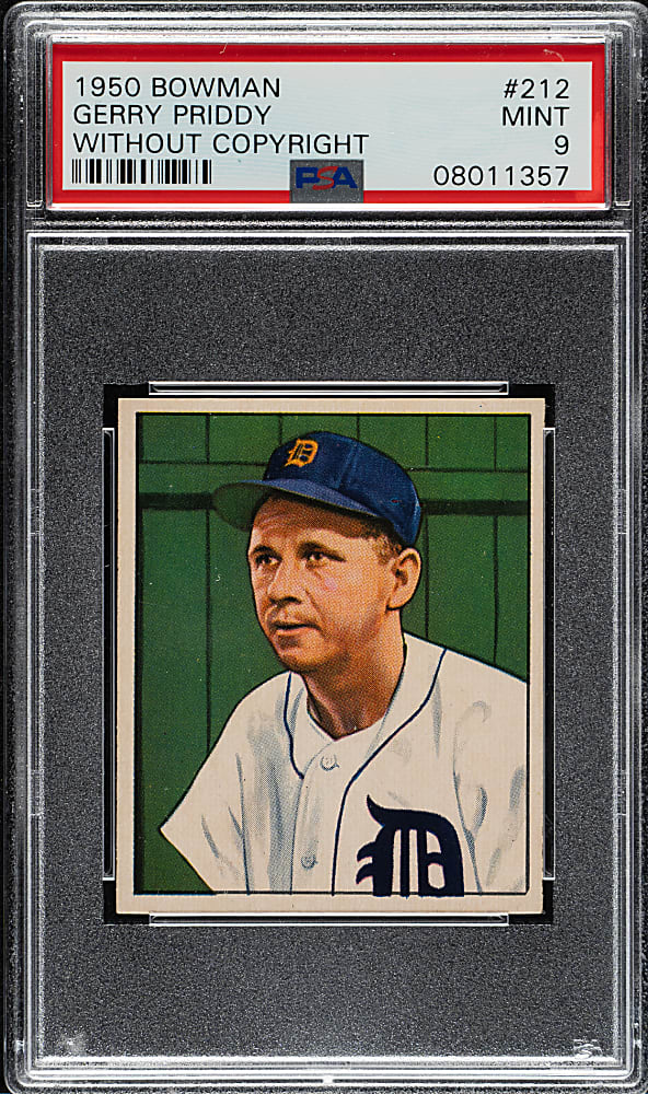 1950 Bowman #212 Gerry Priddy PSA MINT 9