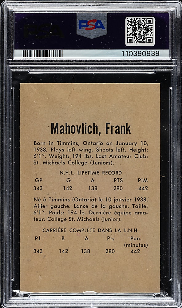 1962-1963 Parkhurst Hockey #4 Frank Mahovich PSA GEM MINT 10