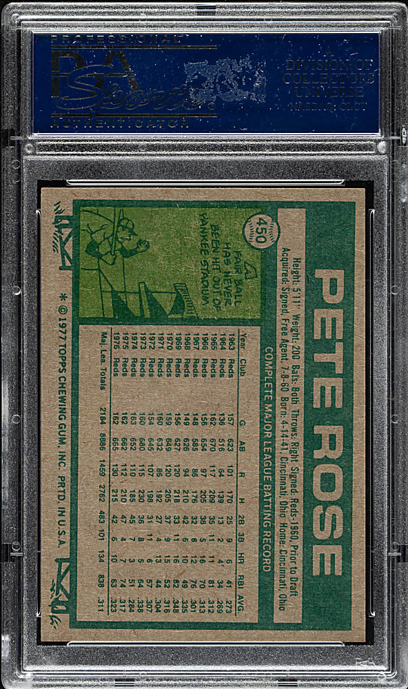1977 Topps #450 Pete Rose PSA GEM MINT 10