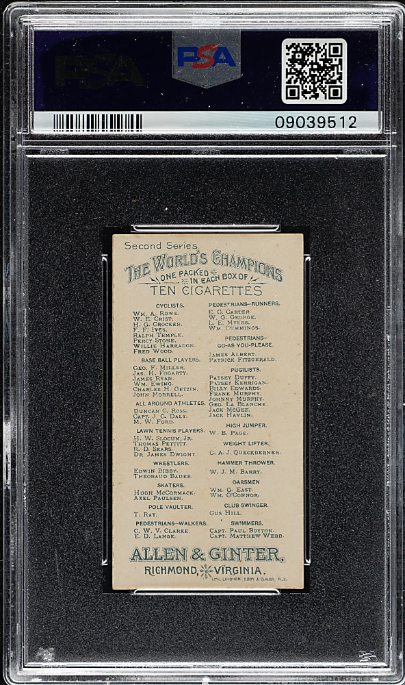 1889 N29 Allen & Ginter Buck Ewing PSA NM-MT 8