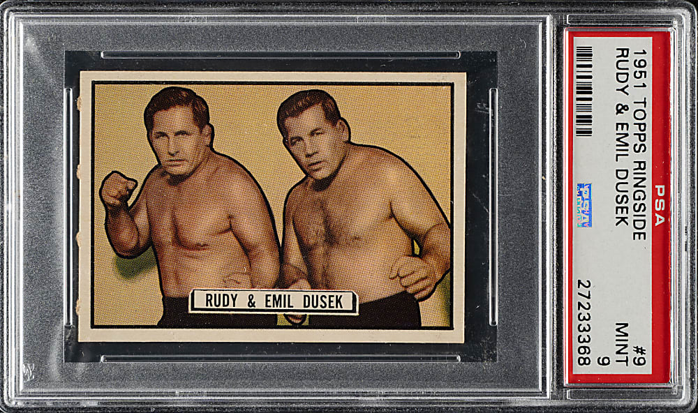 1951 Topps Ringside #9 Rudy & Emil Dusek PSA MINT 9