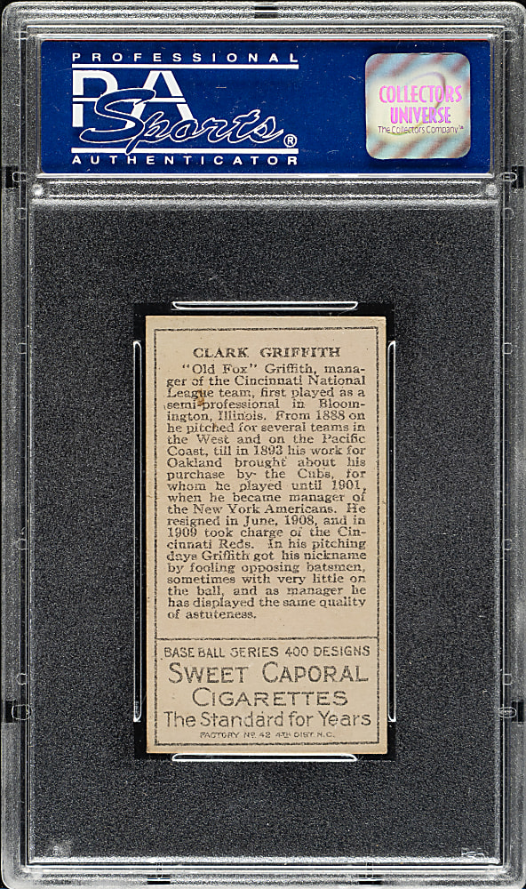 1911 T205 Gold Border Clark Griffith PSA EX-MT 6