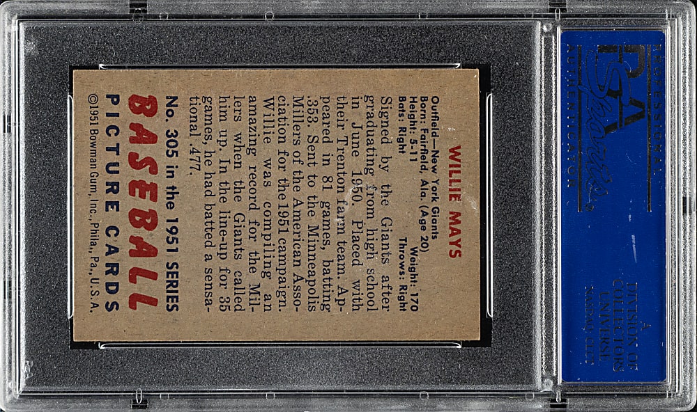 1951 Bowman #305 Willie Mays Rookie PSA NM 7