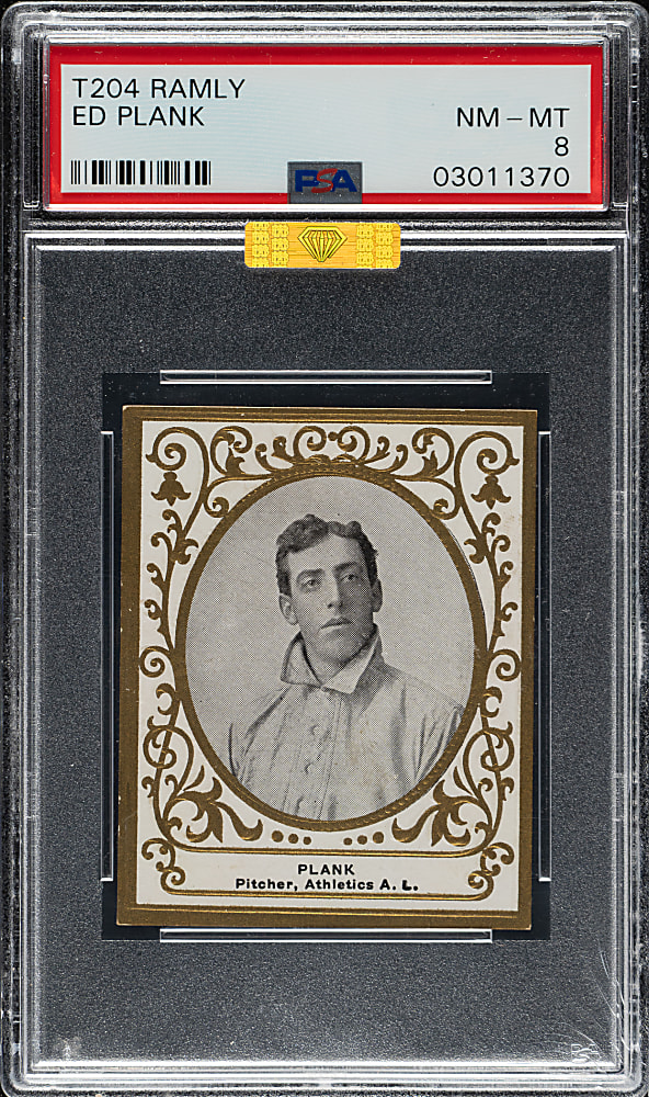 1909 T204 Ramly Tobacco Eddie Plank PSA NM-MT 8 (MBA Gold Diamond)