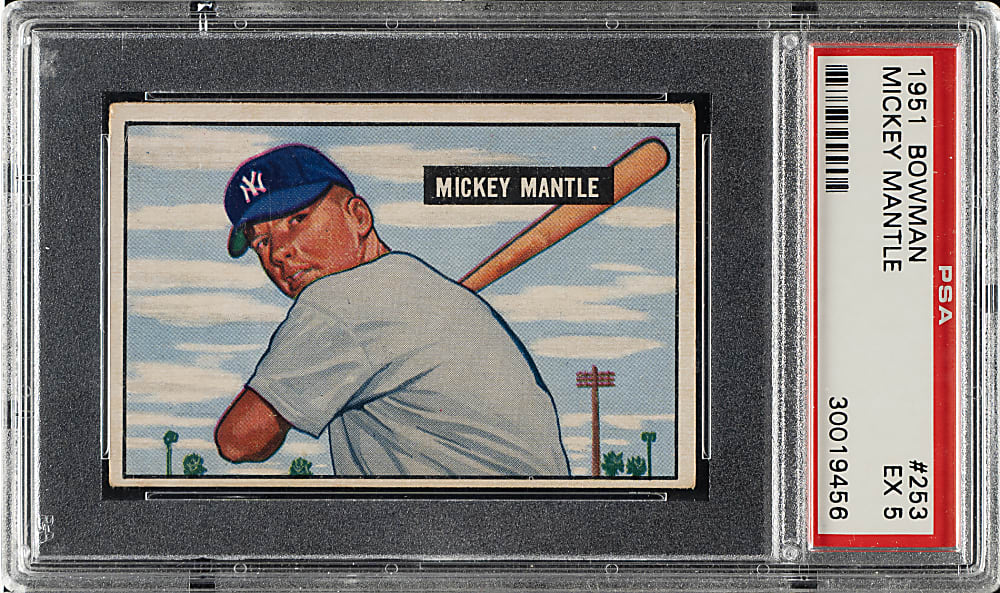 1951 Bowman #253 Mickey Mantle Rookie PSA EX 5