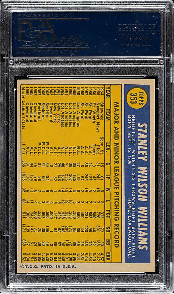 1970 Topps #353 Stan Williams PSA GEM MINT 10