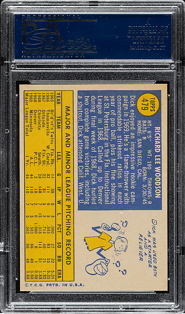 1970 Topps #479 Dick Woodson PSA GEM MINT 10