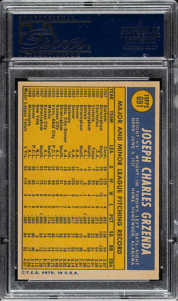 1970 Topps #691 Joe Grzenda PSA GEM MINT 10 - 1 of 2!