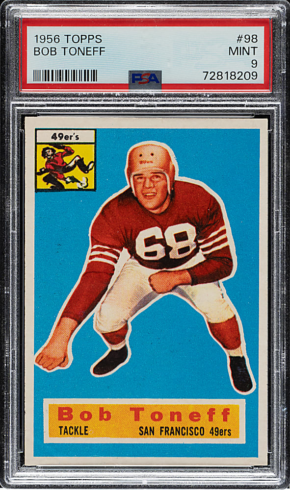 1956 Topps Football #98 Bob Toneff PSA MINT 9