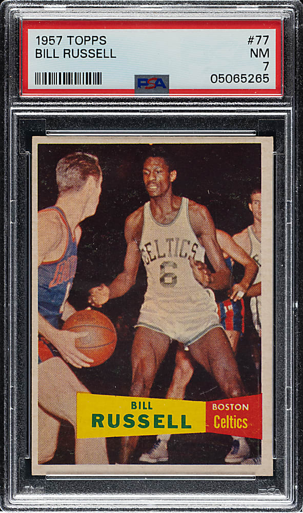 1957-1958 Topps Basketball #77 Bill Russell Rookie PSA NM 7