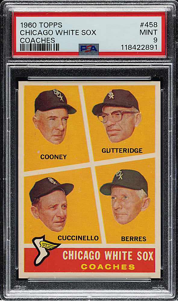 1960 Topps #458 White Sox Coaches PSA MINT 9 - Highest Graded!