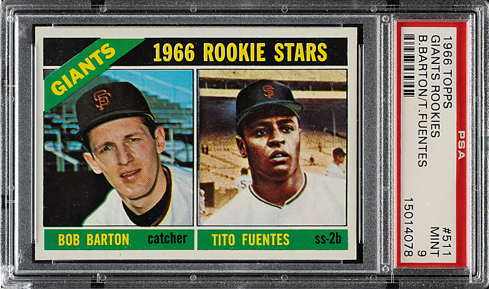 1966 Topps #511 San Francisco Giants Rookies Barton/Fuentes PSA MINT 9