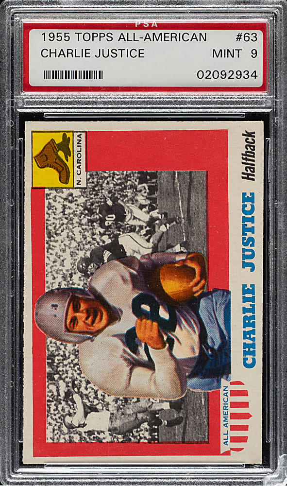 1955 Topps All-American Football #63 Charlie Justice PSA MINT 9 - Highest Graded!
