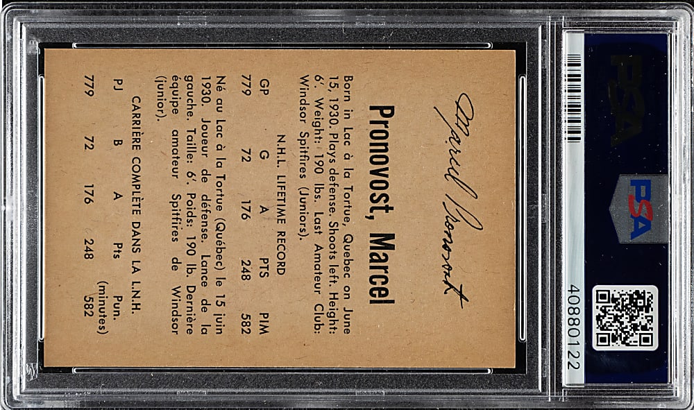 1962-1963 Parkhurst Hockey #33 Marcel Pronovost PSA GEM MINT 10 - 1 of 2!