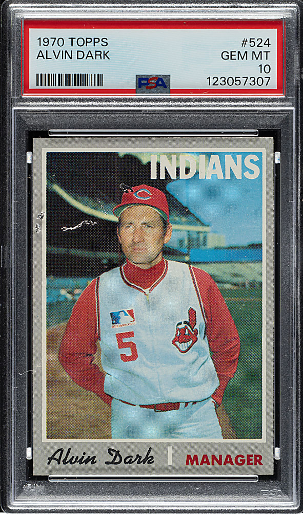 1970 Topps #524 Alvin Dark PSA GEM MINT 10 - 1 of 2!