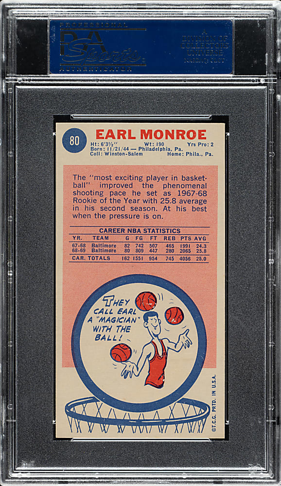 1969-1970 Topps Basketball #80 Earl Monroe Rookie PSA NM-MT 8
