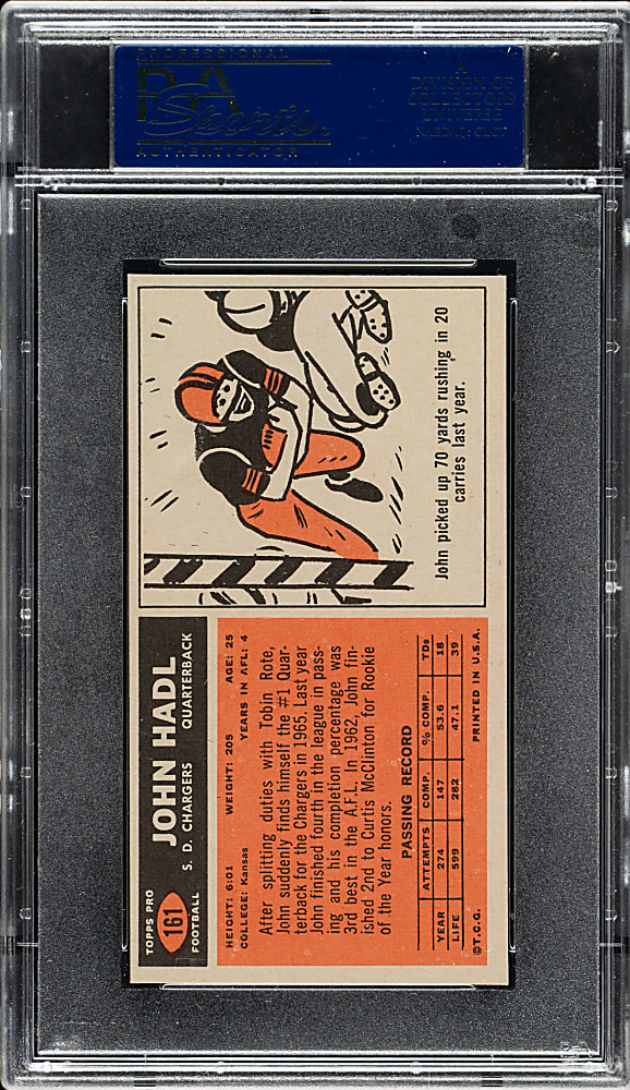 1965 Topps Football #161 John Hadl PSA NM-MT 8