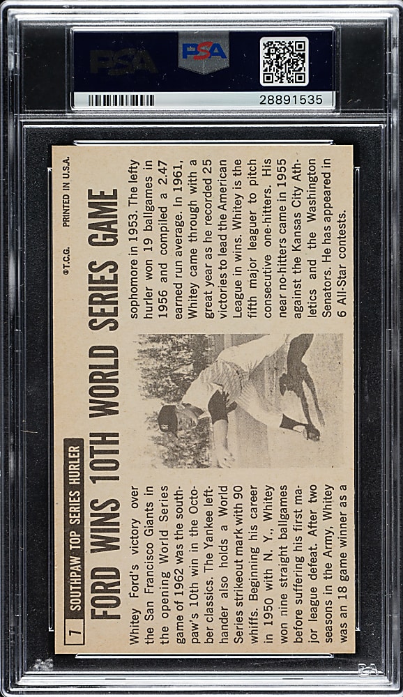 1964 Topps Giants #7 Whitey Ford PSA GEM MINT 10