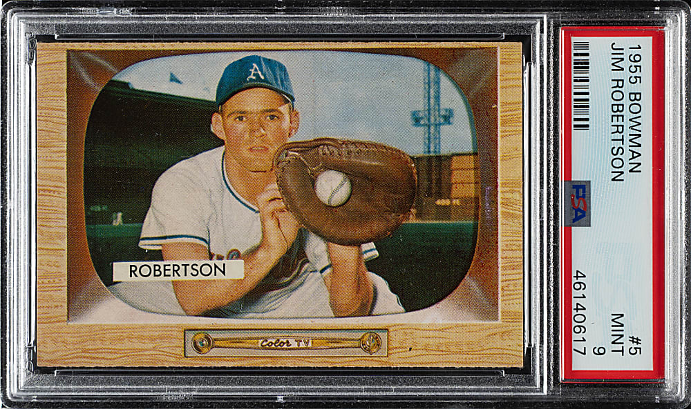 1955 Bowman #5 Jim Robertson PSA MINT 9 - 1 of 3 - Highest Graded!